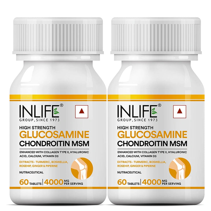 Inlife Glucosamine MSM Chondroitin & Collagen Tablets with Hyaluronic Acid, Calcium & Vitamin D3 | Tablets