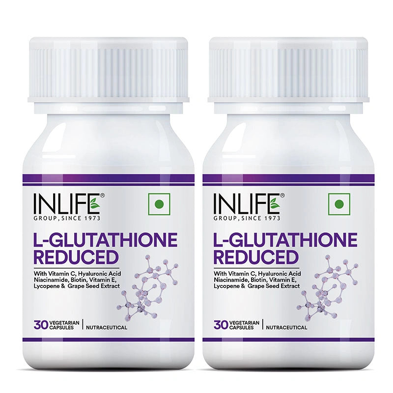 INLIFE L Glutathione Capsules 1000mg | Vitamin C Milk Thistle Grape Seed Extract Biotin | Skin and Liver Health Supplement for Men Women