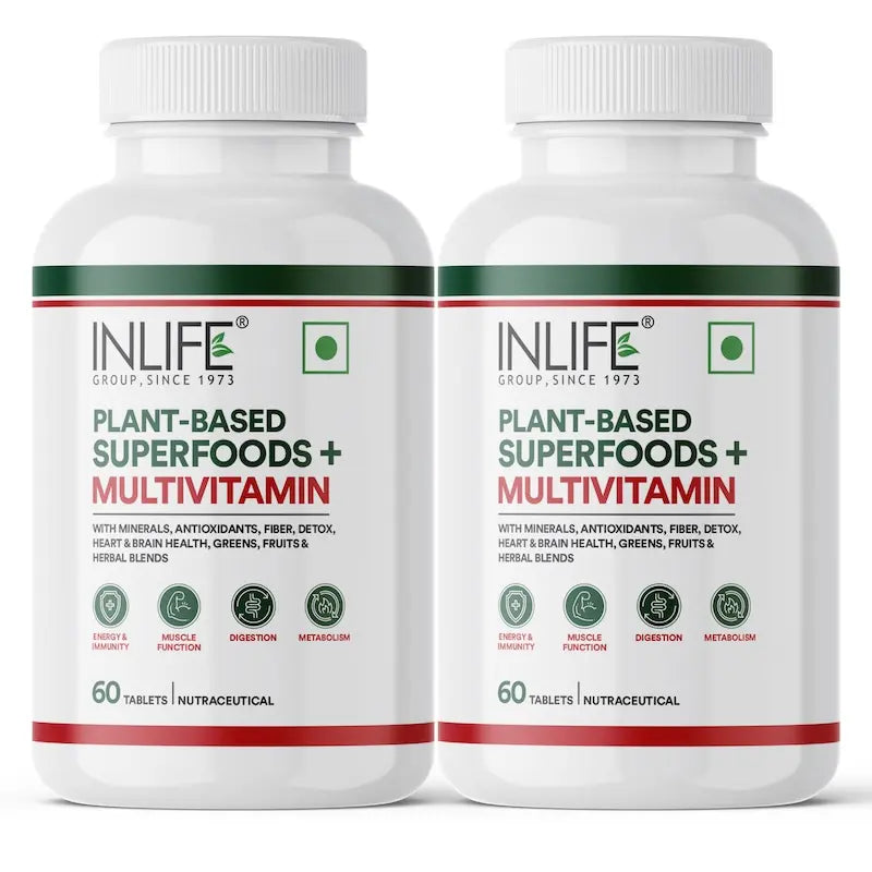 INLIFE Plant Based Multivitamins for Men & Women: Superfood+
