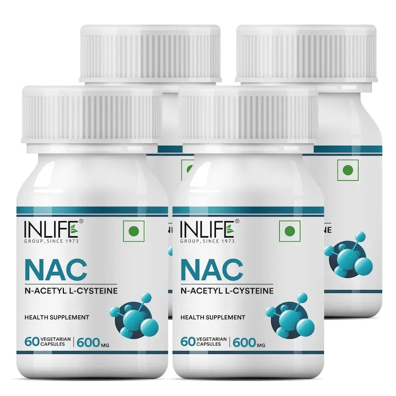 INLIFE N Acetyl Cysteine NAC Supplement 600mg | Supports Liver & Respiratory Health