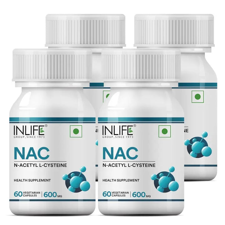 INLIFE N Acetyl Cysteine NAC Supplement 600mg | Supports Liver & Respiratory Health