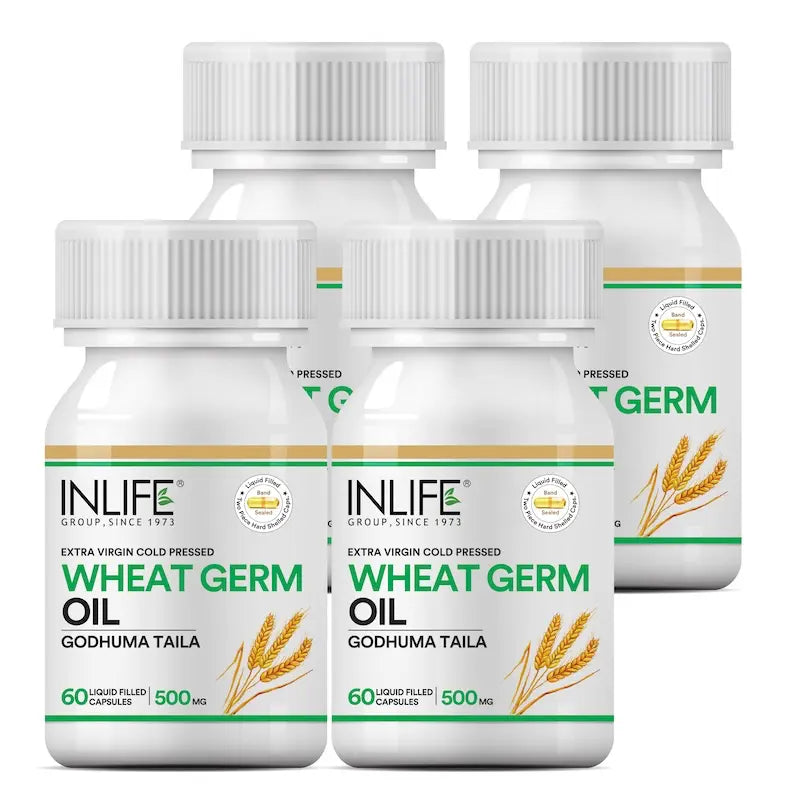 INLIFE Wheat Germ Oil Supplement | Natural Source of Vitamin E, 500 mg - 60 Liquid Filled Capsules