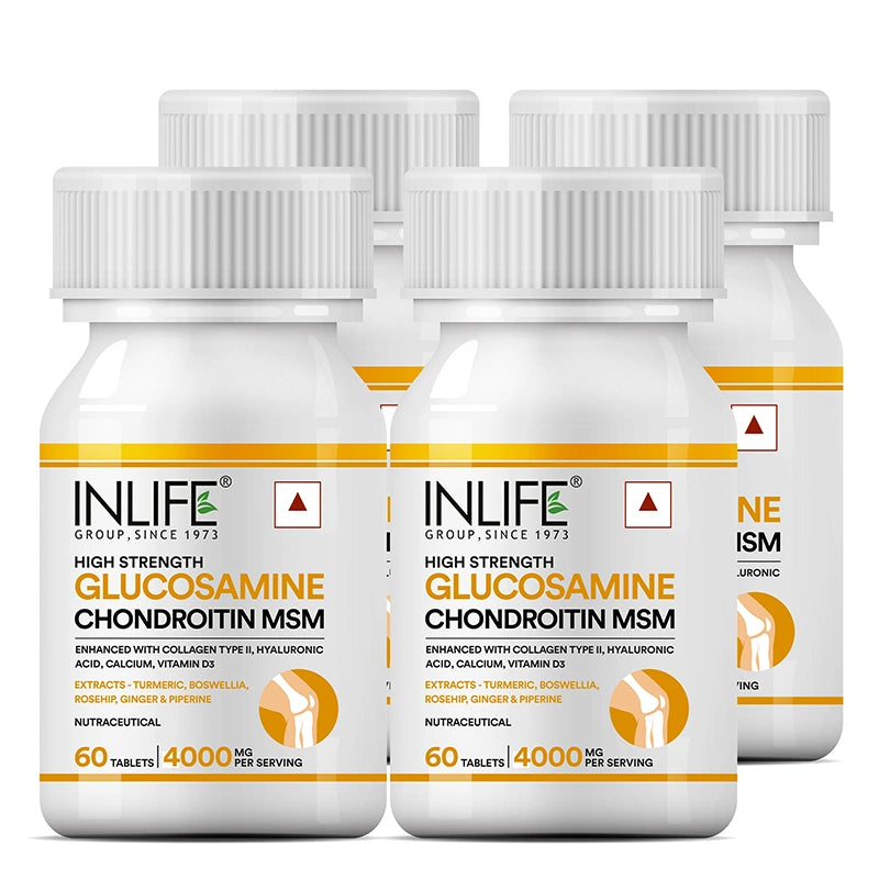 Inlife Glucosamine MSM Chondroitin & Collagen Tablets with Hyaluronic Acid, Calcium & Vitamin D3 | Tablets