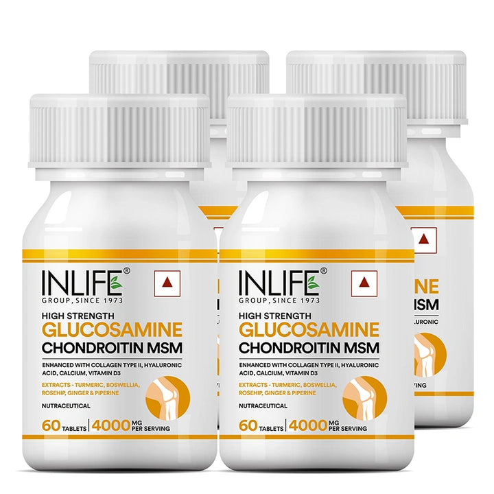 Inlife Glucosamine MSM Chondroitin & Collagen Tablets with Hyaluronic Acid, Calcium & Vitamin D3 | Tablets