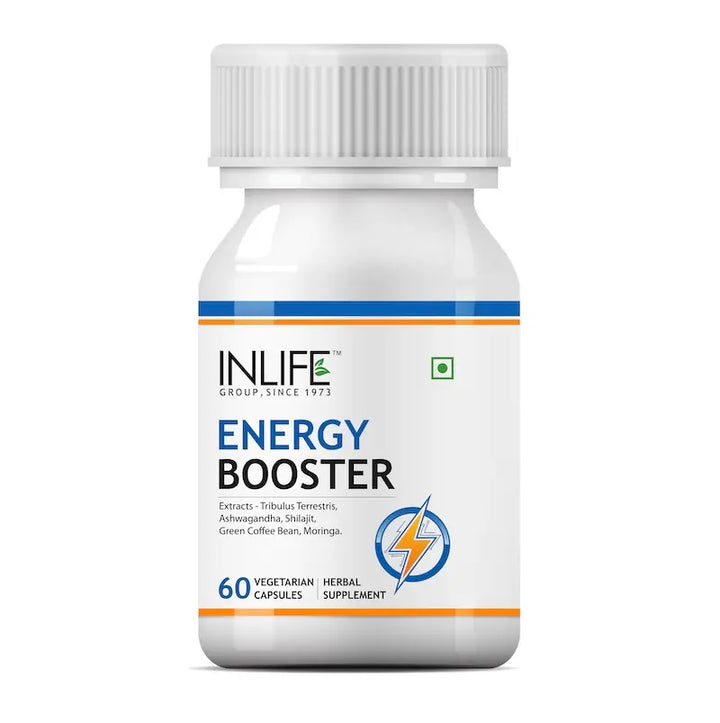 INLIFE Energy Booster Supplement with Ayurvedic Herbs | Ashwagandha, Tribulus, Shilajit, Moringa
