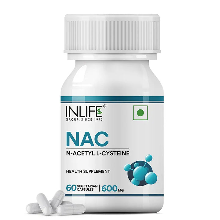 INLIFE N Acetyl Cysteine NAC Supplement 600mg | Supports Liver & Respiratory Health