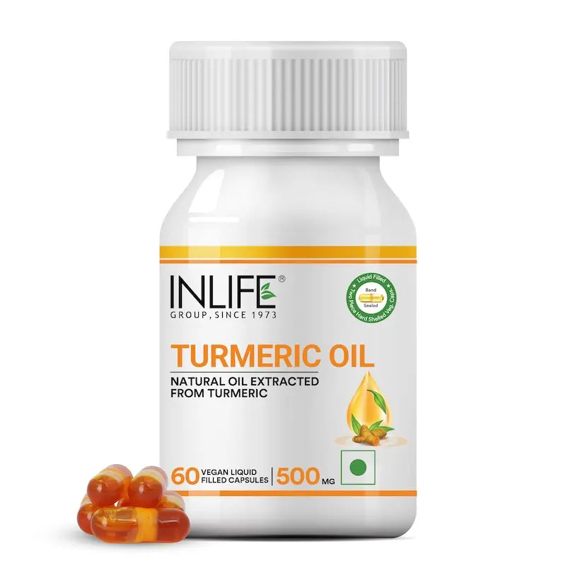 INLIFE Turmeric Oil Capsules | Antioxidant Supplement for Men and Women, 500mg – 60 Liquid Filled Vegetarian Capsules