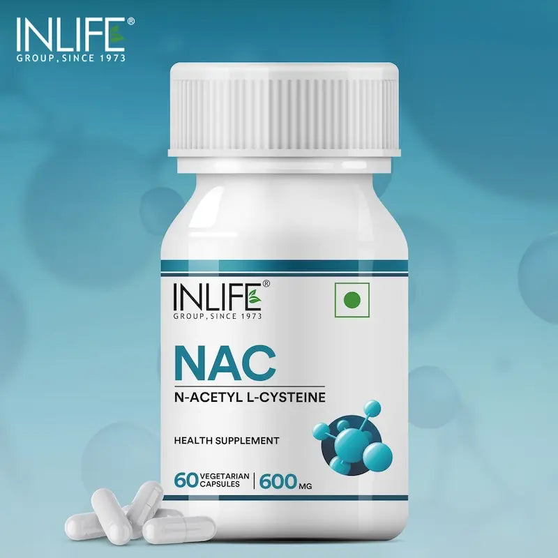 INLIFE N Acetyl Cysteine NAC Supplement 600mg | Supports Liver & Respiratory Health