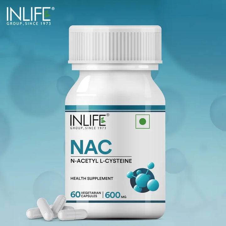 INLIFE N Acetyl Cysteine NAC Supplement 600mg | Supports Liver & Respiratory Health