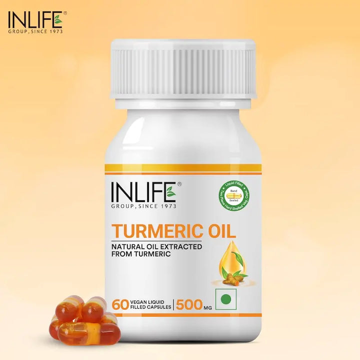 INLIFE Turmeric Oil Capsules | Antioxidant Supplement for Men and Women, 500mg – 60 Liquid Filled Vegetarian Capsules