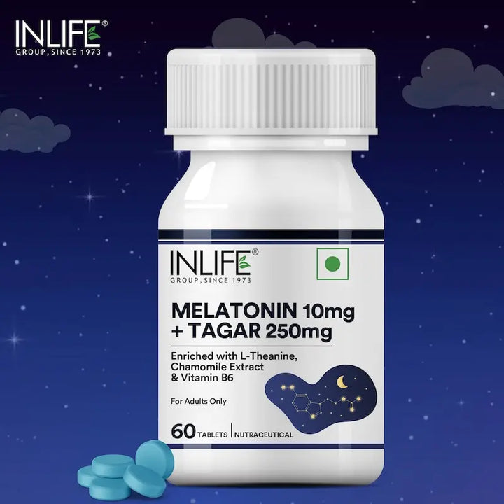 Inlife Melatonin (10mg) with Tagar (250mg) - 60 Tablets