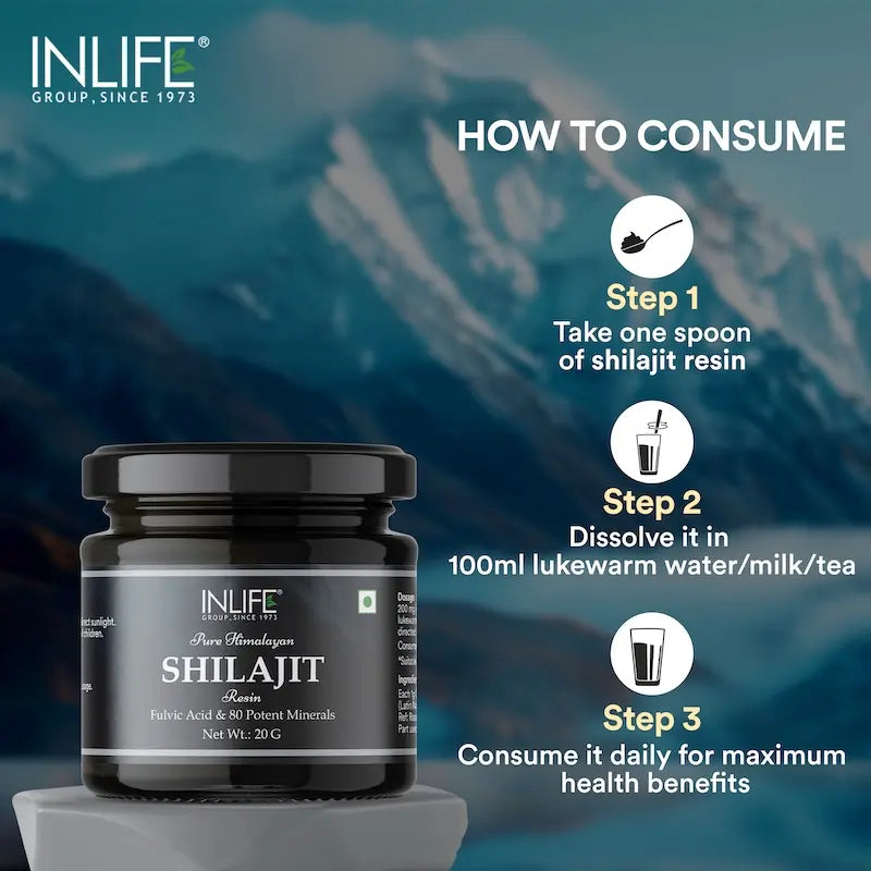 INLIFE Shilajit Resin 20g | Original Himalayan & Natural Shilajeet for Strength, Endurance & Stamina | 75% Fulvic Acid
