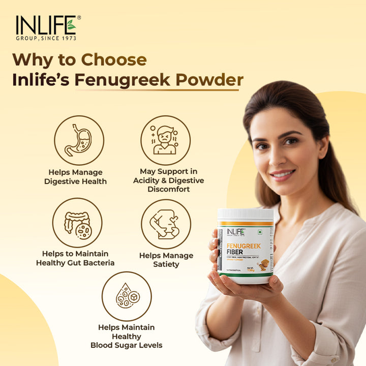 INLIFE Fenugreek Fiber Powder | Refreshing Orange Flavor-150g 