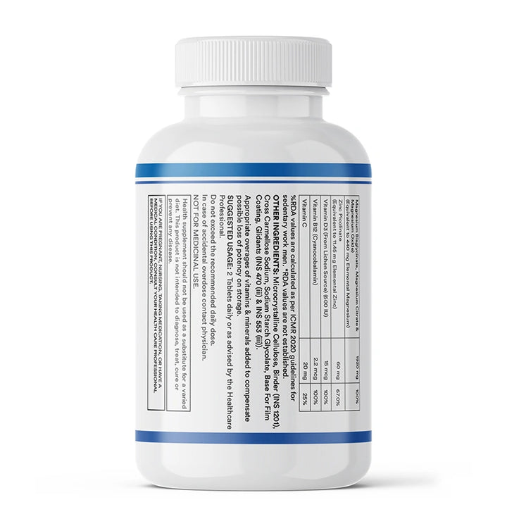 Inlife 5X Magnesium Complex 2000mg with Zinc, Vitamin C, D3, B12 Veg.Tablets