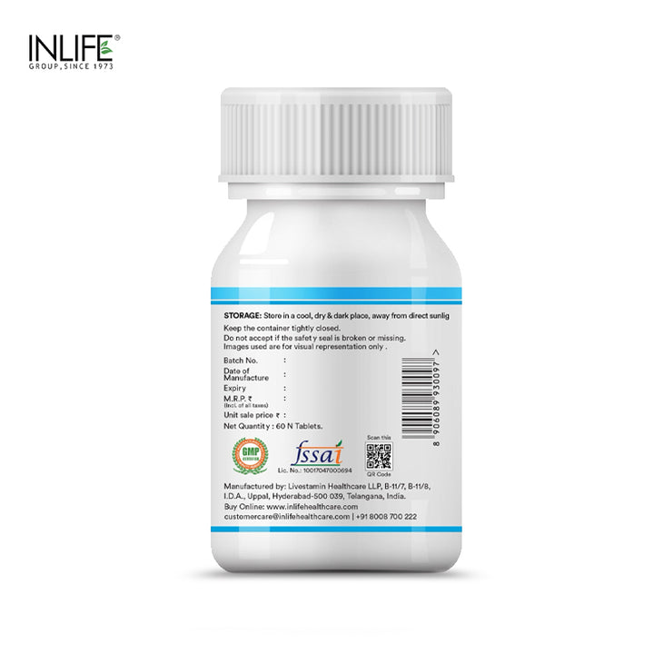INLIFE Calcium 500 mg Vitamin D3 400 IU Supplement for Men Women