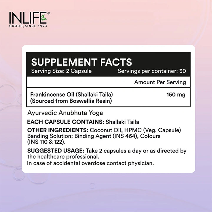 INLIFE Natural Frankincense Oil | Liquid-Filled Veg. Capsules | 150 mg