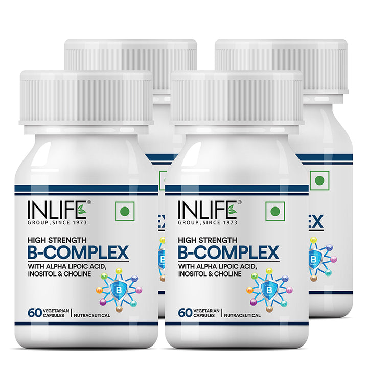 Inlife B-Complex Supplement | 8 Essential B-Vitamins with Alpha Lipoic Acid, Inositol & Choline | Vegetarian Capsules