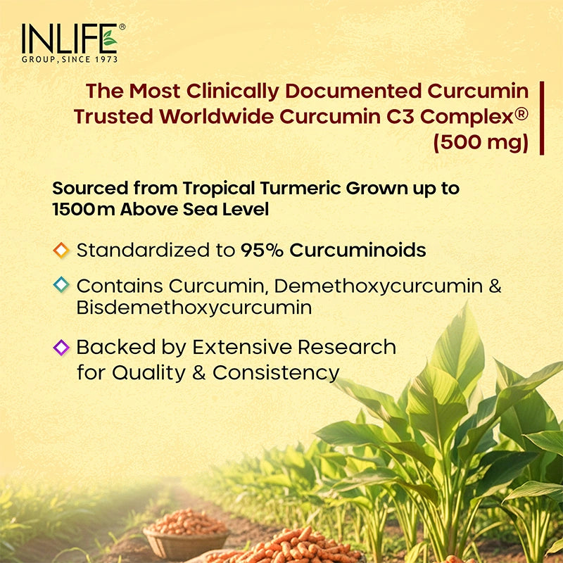 INLIFE Curcumin 95 Advanced (95% Curcuminoids) & Piperine Supplement