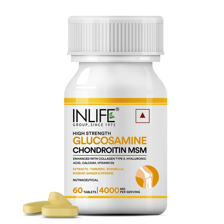 Inlife Glucosamine MSM Chondroitin & Collagen Tablets with Hyaluronic Acid, Calcium & Vitamin D3 | Tablets