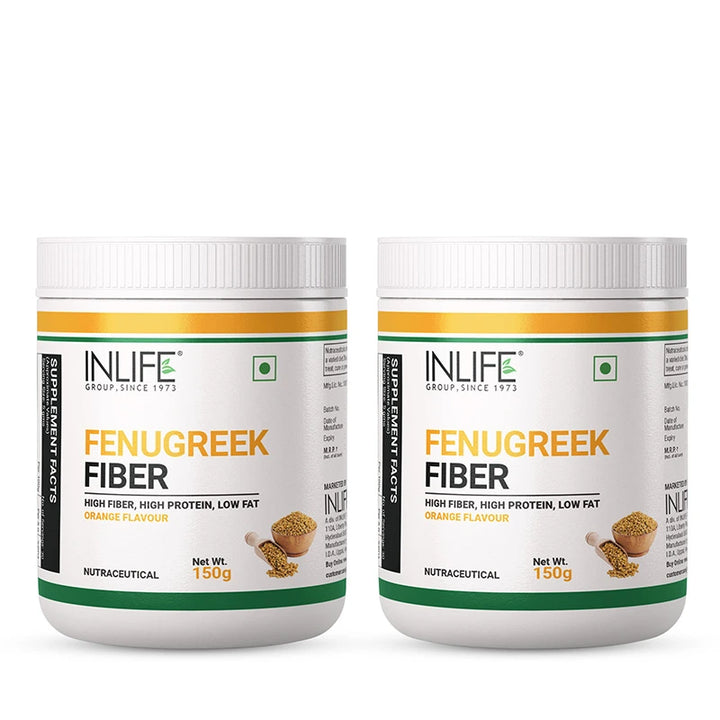 INLIFE Fenugreek Fiber Powder | Refreshing Orange Flavor-150g 