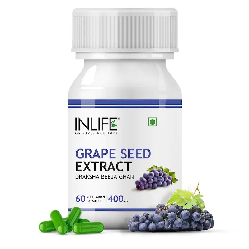 INLIFE Grape Seed Extract (Proanthocyanidins > 95%) Antioxidant, 400 mg
