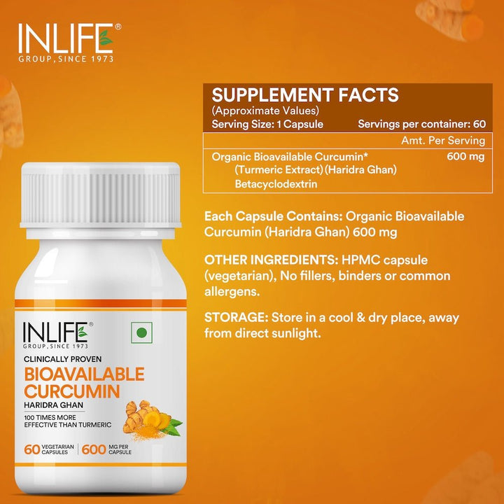 INLIFE Bioavailable Curcumin Supplement, 600mg - INLIFE Healthcare (International)
