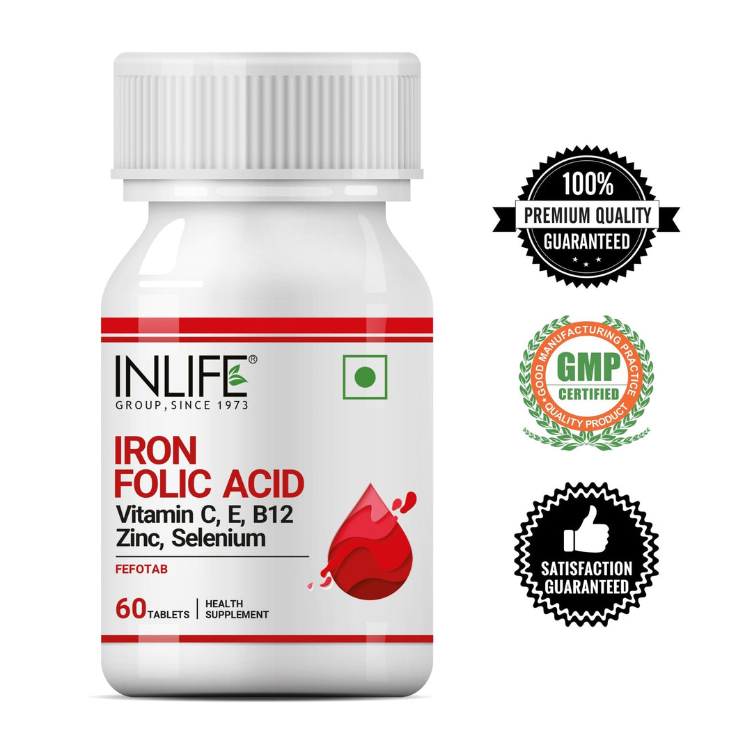 INLIFE Chelated Iron, Folic Acid, Vitamin C, E, B12, Zinc & Selenium Supplement - INLIFE Healthcare (International)
