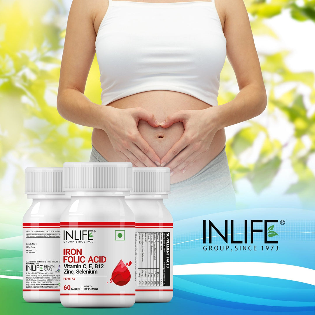 INLIFE Chelated Iron, Folic Acid, Vitamin C, E, B12, Zinc & Selenium Supplement - INLIFE Healthcare (International)