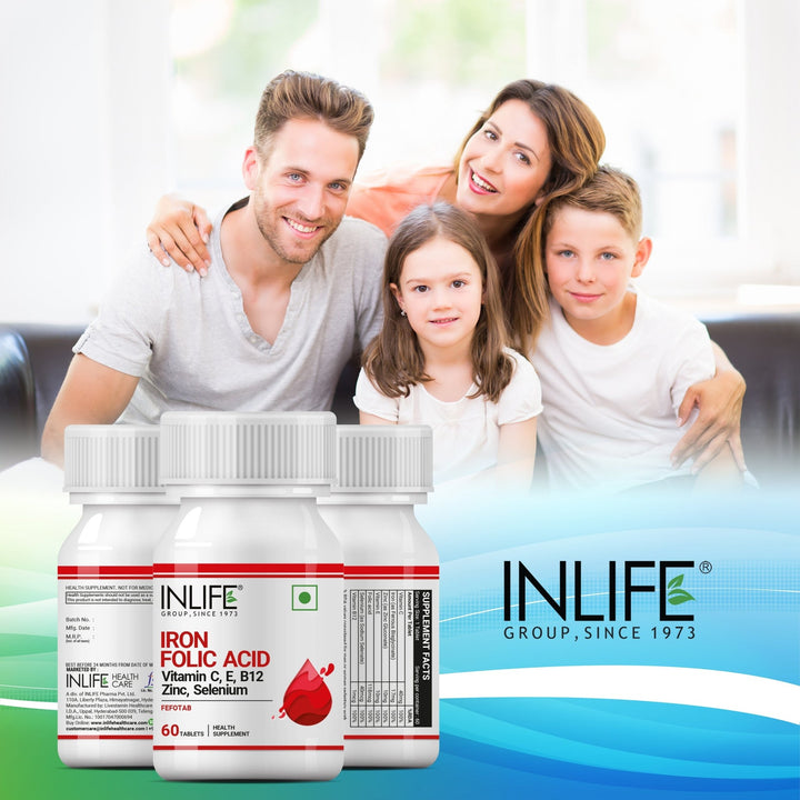 INLIFE Chelated Iron, Folic Acid, Vitamin C, E, B12, Zinc & Selenium Supplement - INLIFE Healthcare (International)