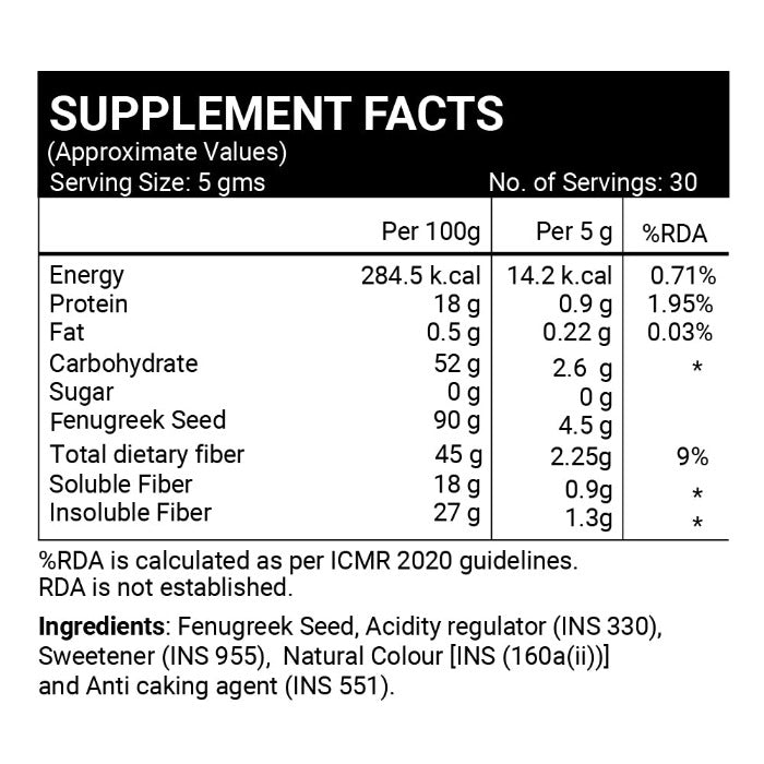 INLIFE Fenugreek Fiber Powder, 150g (Orange) - INLIFE Healthcare (International)