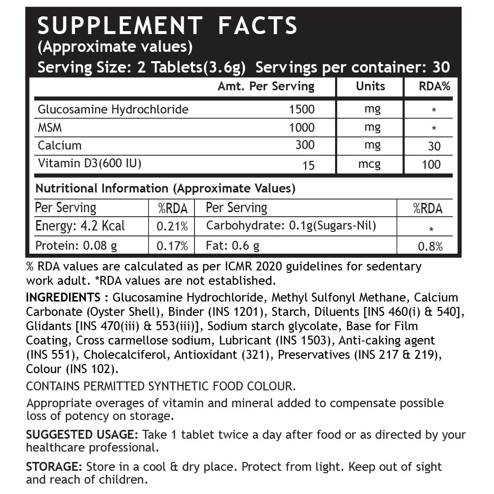 INLIFE Glucosamine MSM Calcium & Vitamin D3 Supplement - INLIFE Healthcare (International)