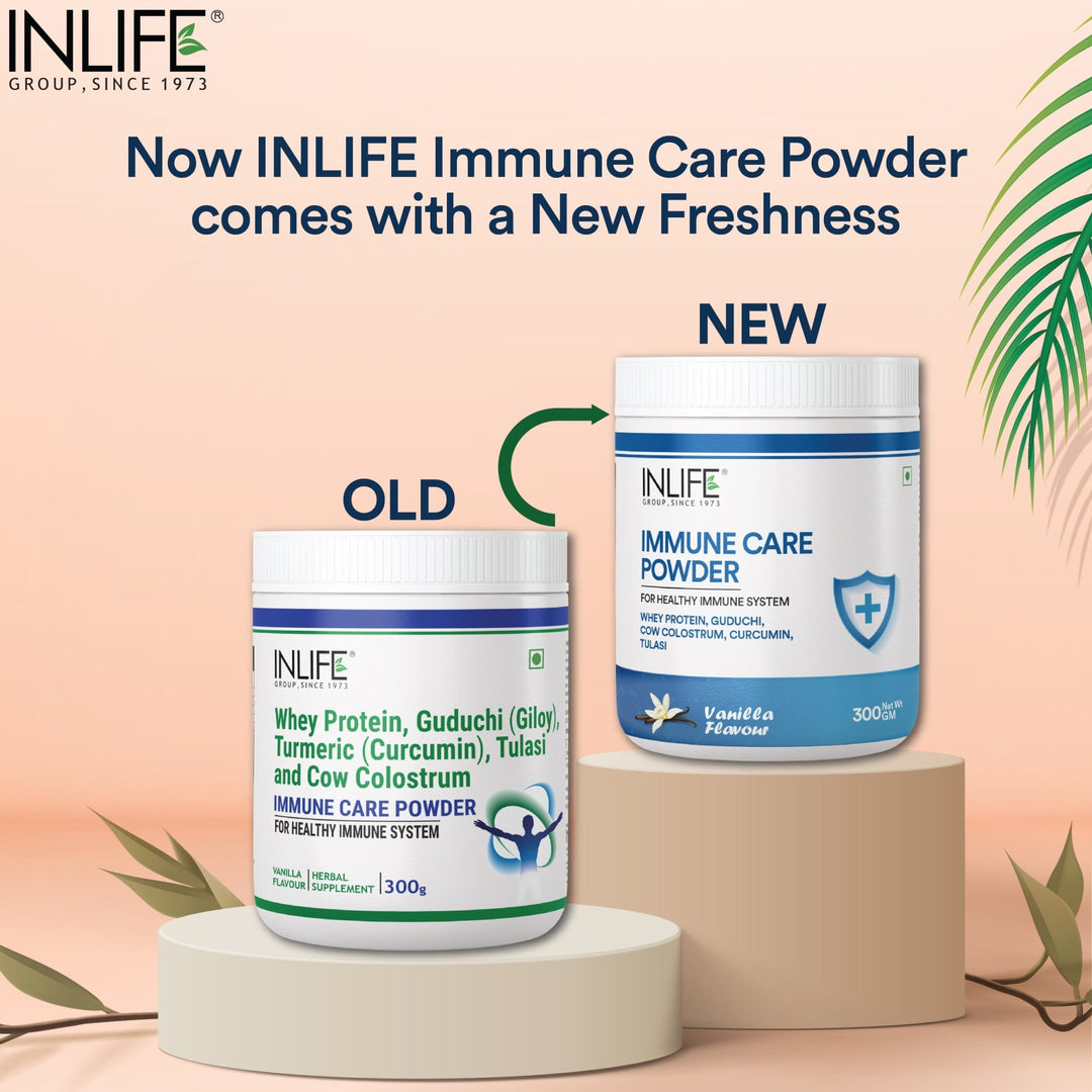 INLIFE Immunity Booster Protein Powder, Whey Protein with Ayurvedic Herbs - 300 g (Vanilla) - INLIFE Healthcare (International)