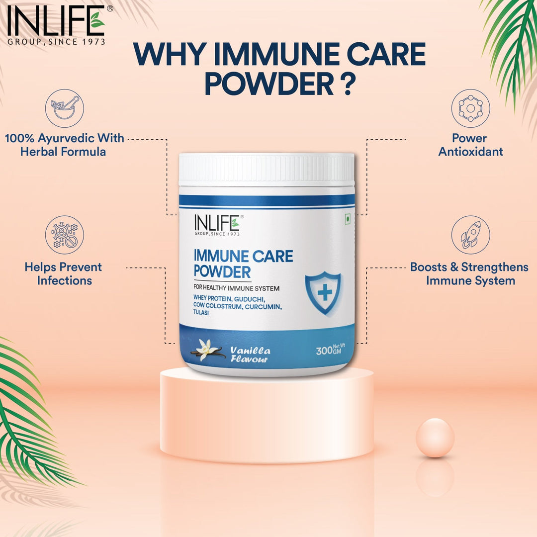 INLIFE Immunity Booster Protein Powder, Whey Protein with Ayurvedic Herbs - 300 g (Vanilla) - INLIFE Healthcare (International)