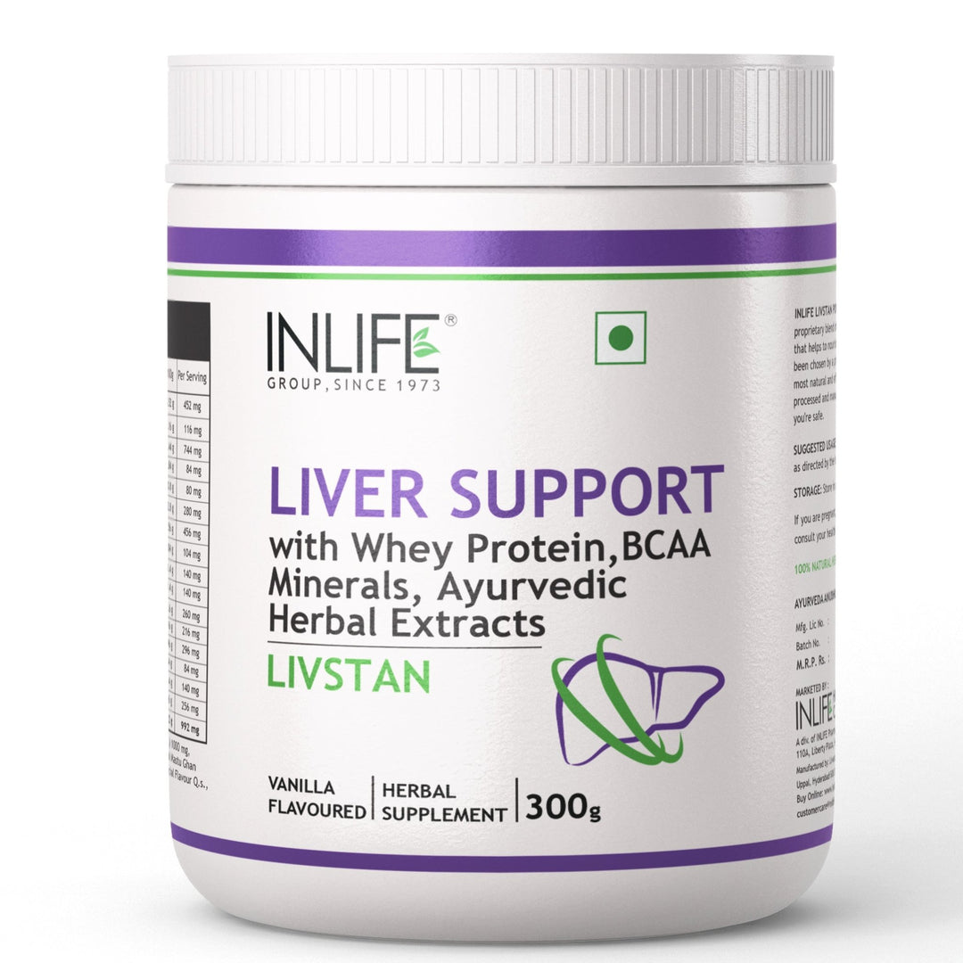 INLIFE Livstan Liver Support Supplement, Whey Protein Powder with Ayurvedic Herbs - 300 grams (Vanilla) - INLIFE Healthcare (International)