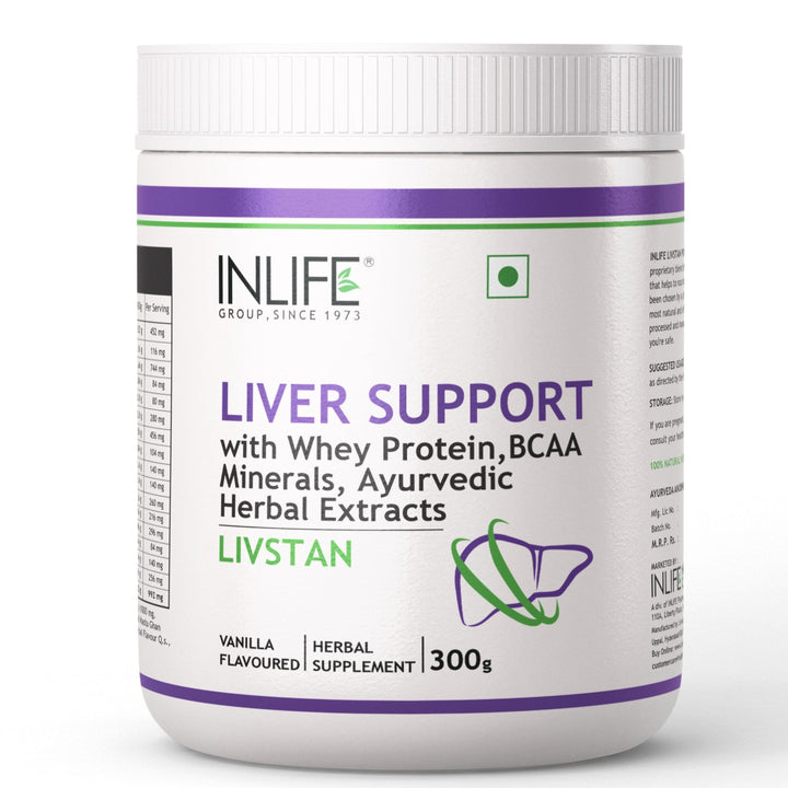 INLIFE Livstan Liver Support Supplement, Whey Protein Powder with Ayurvedic Herbs - 300 grams (Vanilla) - INLIFE Healthcare (International)