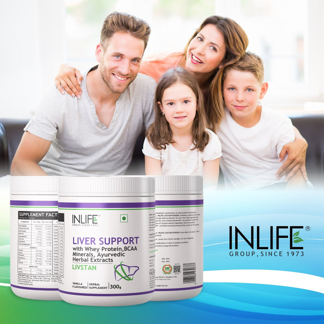 INLIFE Livstan Liver Support Supplement, Whey Protein Powder with Ayurvedic Herbs - 300 grams (Vanilla) - INLIFE Healthcare (International)