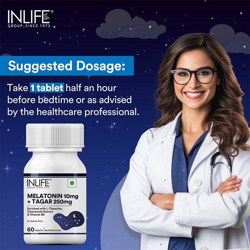 Inlife Melatonin (10mg) with Tagar (250mg) - 60 Tablets | Vegetarian - Inlife Pharma Private Limited