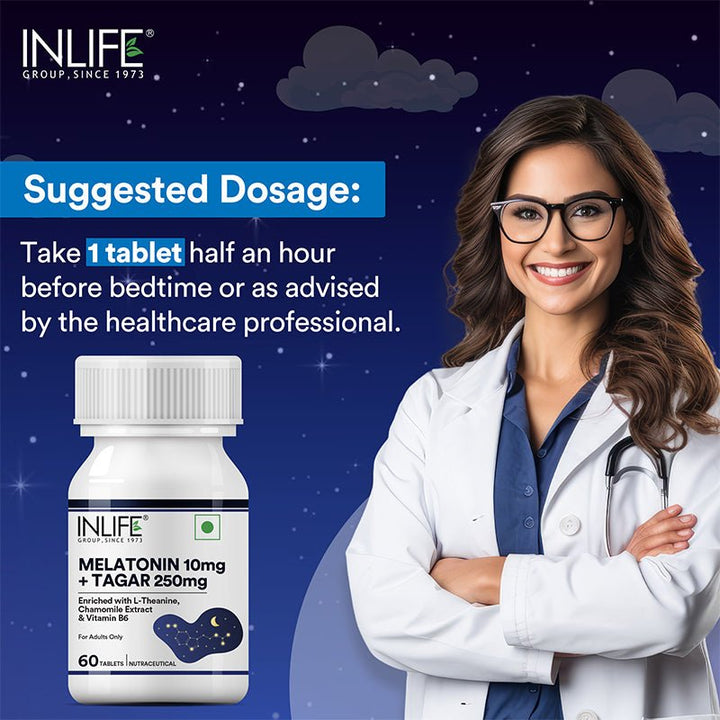Inlife Melatonin (10mg) with Tagar (250mg) - 60 Tablets | Vegetarian - Inlife Pharma Private Limited