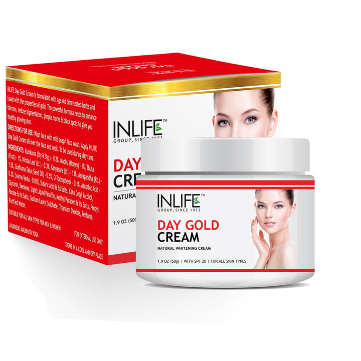 INLIFE Natural Day Gold Cream 50 g With SPF 20 For Skin Whitening & Acne Scars - INLIFE Healthcare (International)