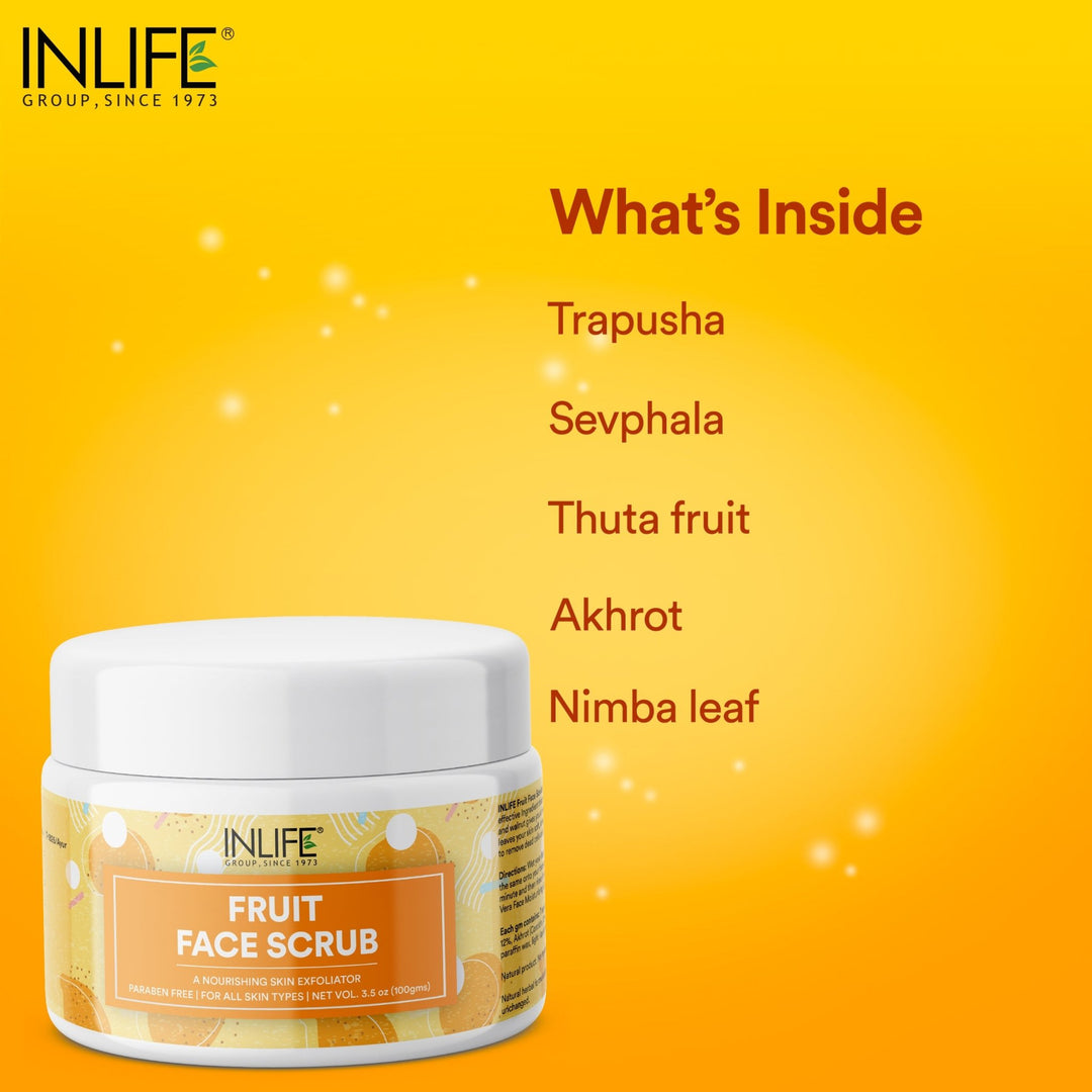 INLIFE Natural Fruit Face Scrub Paraben Free Best Exfoliator For Acne, 100g - INLIFE Healthcare (International)