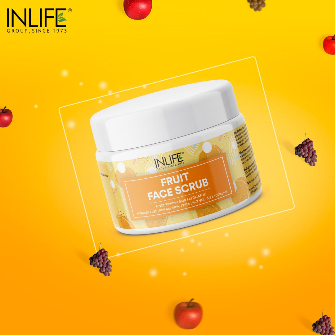 INLIFE Natural Fruit Face Scrub Paraben Free Best Exfoliator For Acne, 100g - INLIFE Healthcare (International)