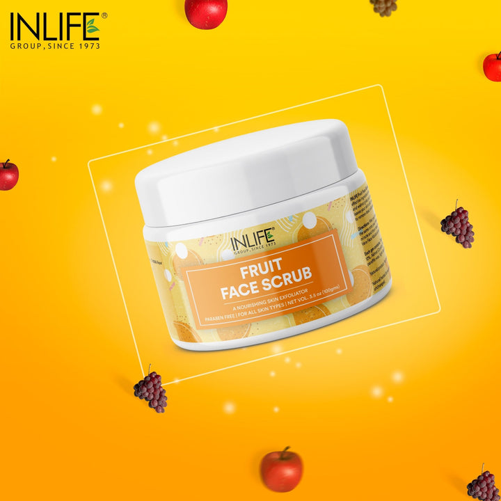 INLIFE Natural Fruit Face Scrub Paraben Free Best Exfoliator For Acne, 100g - INLIFE Healthcare (International)