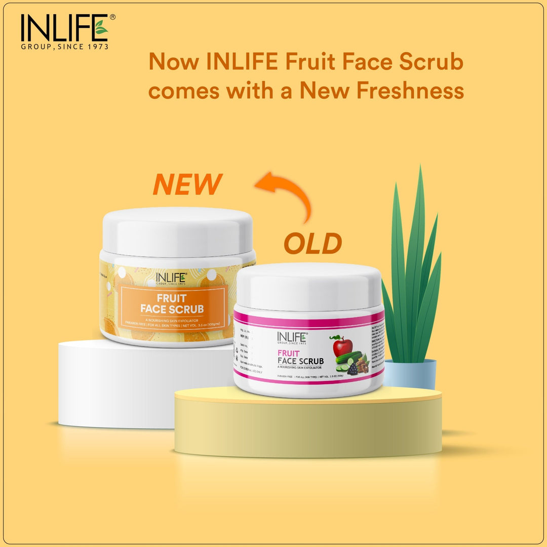 INLIFE Natural Fruit Face Scrub Paraben Free Best Exfoliator For Acne, 100g - INLIFE Healthcare (International)