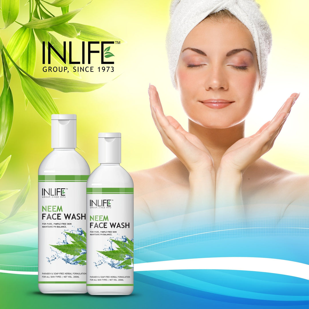 INLIFE Natural Neem Face Wash, Soap & Paraben Free for Acne & Black Spots, 200ml - INLIFE Healthcare (International)