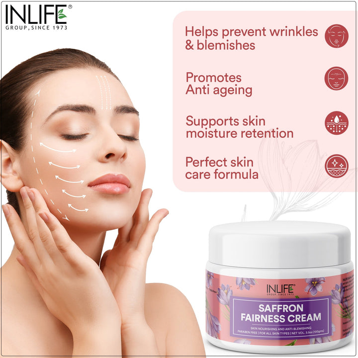 INLIFE Natural Saffron Cream for Blemishes Dark Circles & Spots, 100g - INLIFE Healthcare (International)