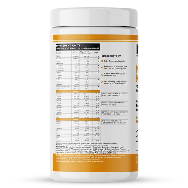 INLIFE Nutritional Meal Replacement Protein Shake, 11g Protein, 0g Added Sugar (500g 16 Servings) - INLIFE Healthcare (International)