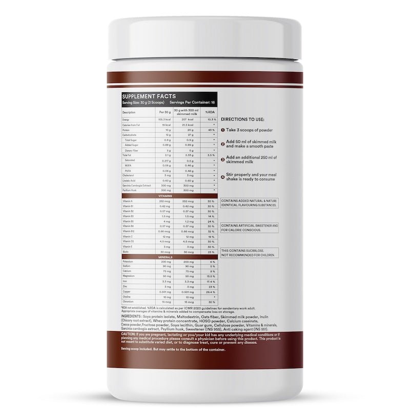 INLIFE Nutritional Meal Replacement Protein Shake, 11g Protein, 0g Added Sugar (500g 16 Servings) - INLIFE Healthcare (International)