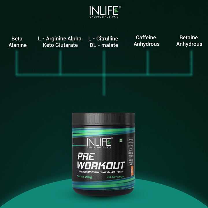 INLIFE Pre Workout Supplement, 200g (24 Servings) - INLIFE Healthcare (International)