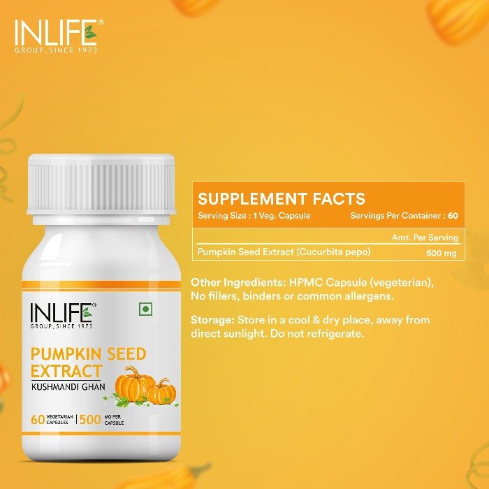 INLIFE Pumpkin Seed Extract Supplement, 500 mg - INLIFE Healthcare (International)