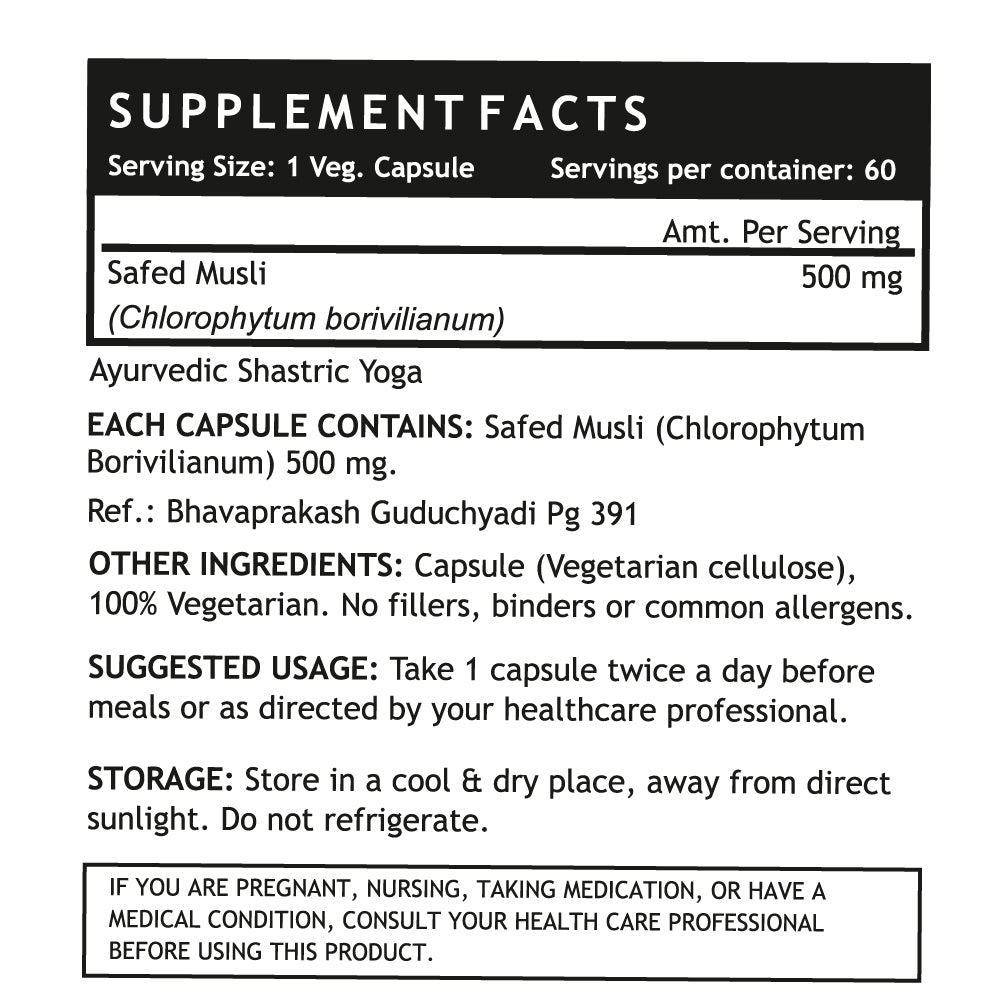 INLIFE Safed Musli Extract Supplement, 500mg - INLIFE Healthcare (International)